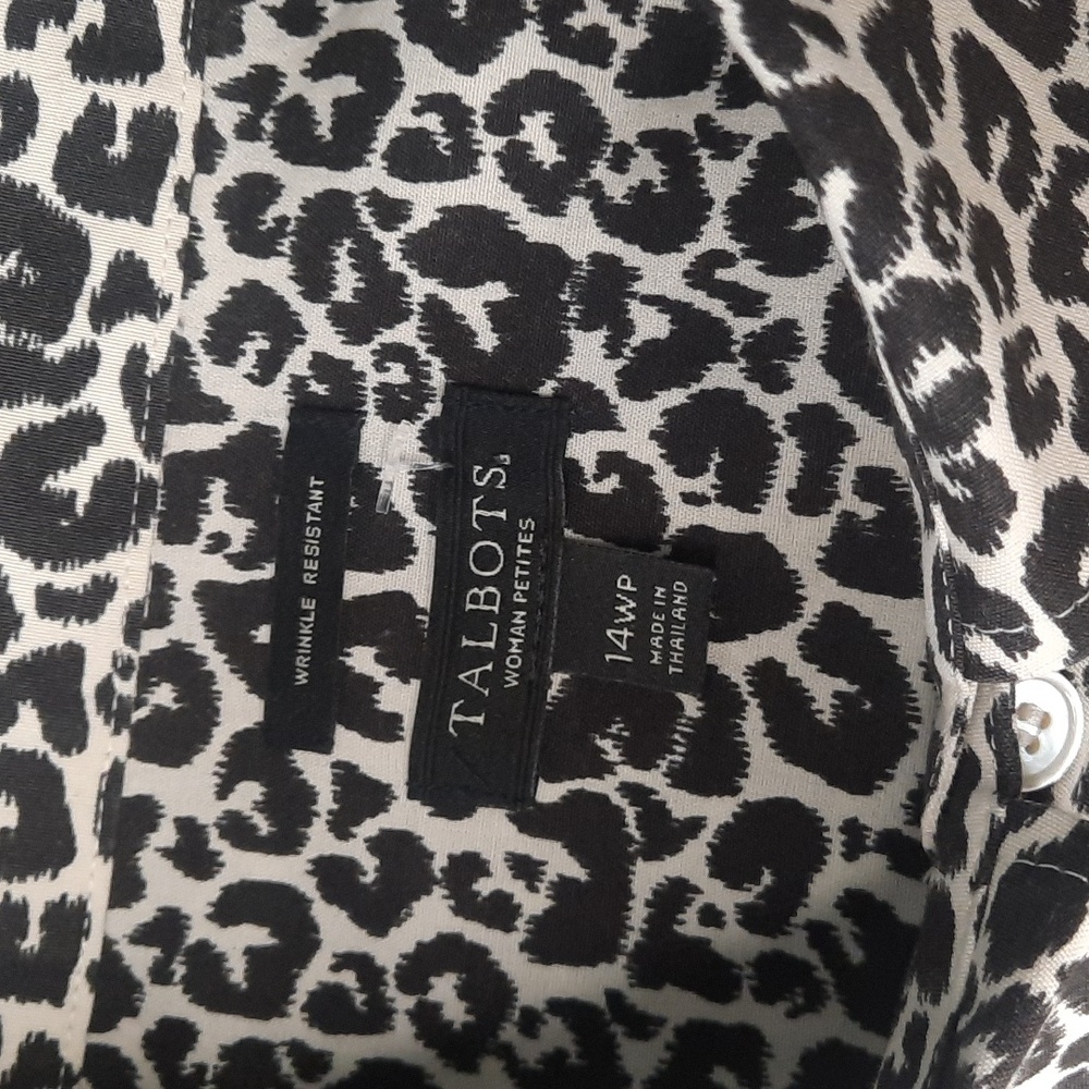Talbots Black and White Animal Print Top Size 14p - Picture 5 of 7